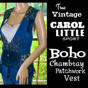 ▪️VTG▪️CAROL LITTLE▪️80's Chambray Patchwork Vest